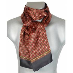 Foulard soie homme ronds - noir et rouge