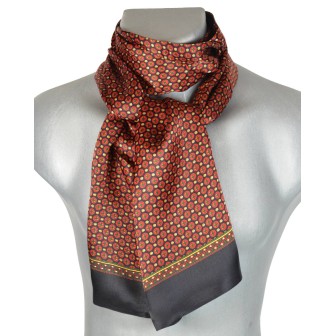 Foulard soie homme ronds - noir et rouge