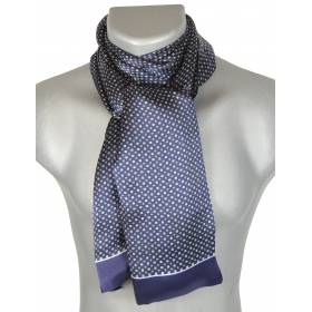 Foulard soie homme petits carrés bleu