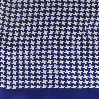 Foulard soie homme pied de poule bleu