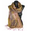 Pashmina en soie antique jacquard rose et jaune