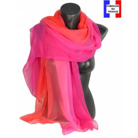 Etole soie bicolore rose et rouge made in France