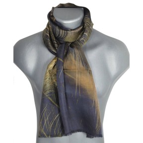 Echarpe homme en soie plumes brunes