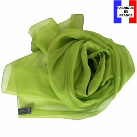 Echarpe en soie vert unie made in France