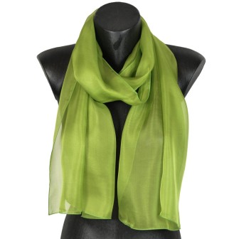 Echarpe en soie vert unie made in France