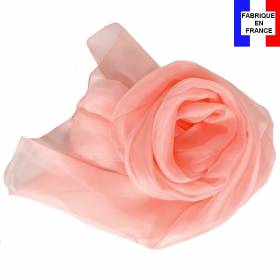 Echarpe en soie rose unie made in France
