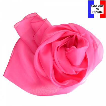 Echarpe en soie rose unie made in France