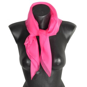 Carré en soie 65cm rose bonbon made in France