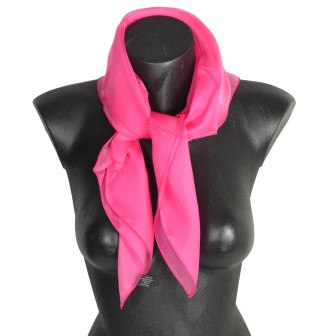 Carré en soie 70cm rose bonbon made in France