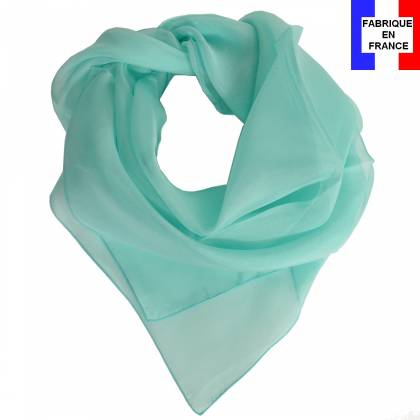 Carré en soie 70cm aqua made in France