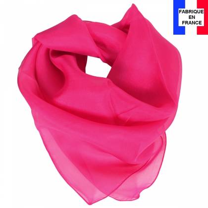 Carré en soie 70cm rose fuchsia made in France