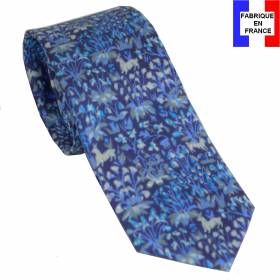 Cravate en soie Mille Fleurs bleue