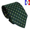 Cravate soie Fleurs de Lys vert