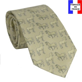 Cravate en soie Léonard de Vinci - Chevaux beige
