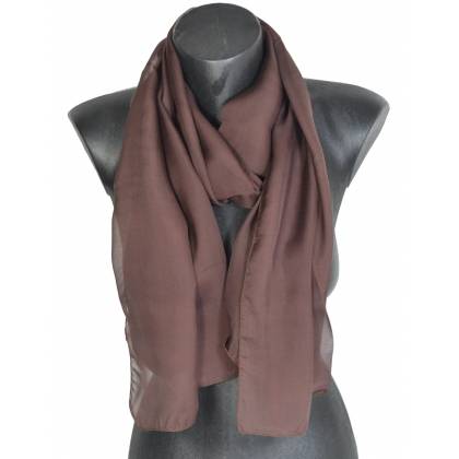 Foulard en soie marron uni made in France