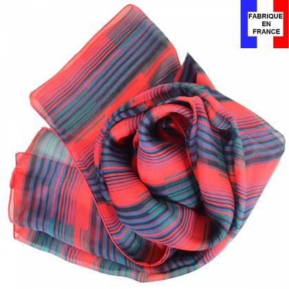 Foulard en soie Rayure rouge made in France