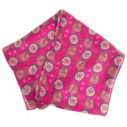 Foulard en soie Scandinave rose made in France