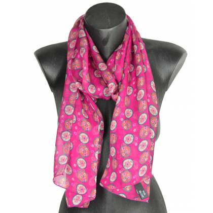 Foulard en soie Scandinave rose made in France