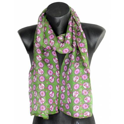 Foulard en soie Scandinave vert pomme made in France