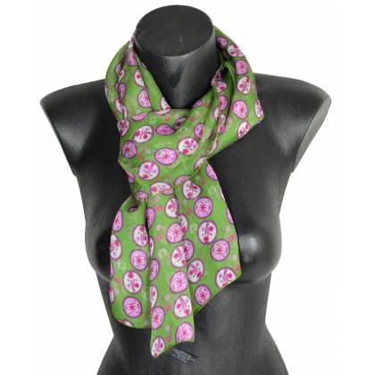 Foulard en soie Scandinave vert pomme made in France