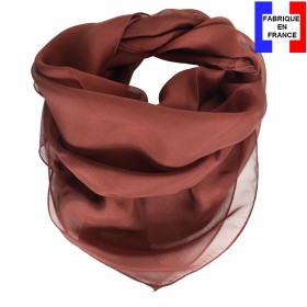 Carré en soie 65cm acajou made in France