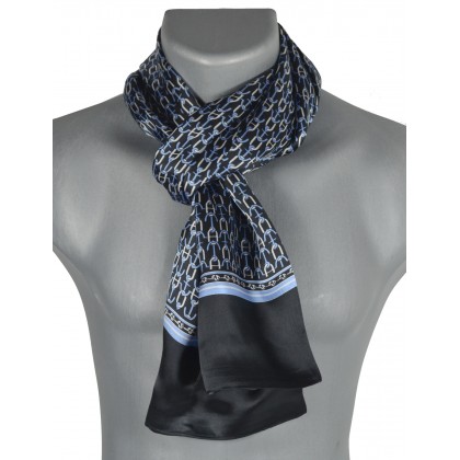 Foulard en soie homme encre noir-bleu