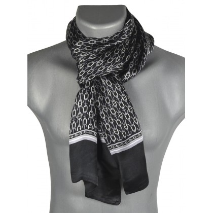Foulard en soie homme encre noir-gris