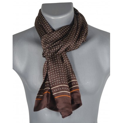 Foulard homme en soie goutte marron