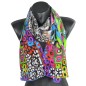 Echarpe en soie abstrait multicolore