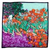 Carré de soie Les iris de Van Gogh vert-rouge