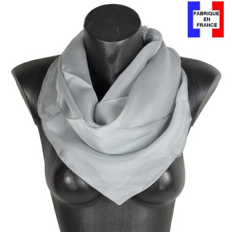 Carré en soie 88cm gris made in France