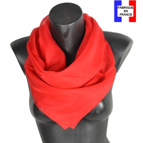 Carré en soie 88cm rouge made in France