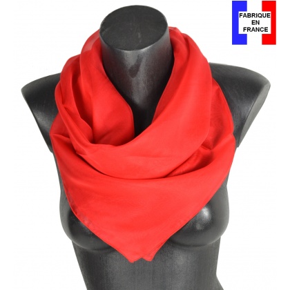 Carré en soie 88cm rouge made in France