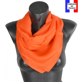 Carré en soie 88cm orange made in France