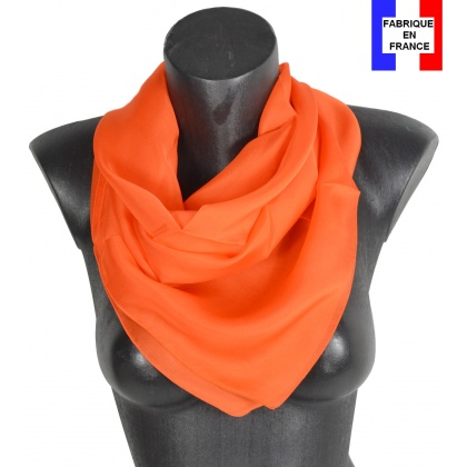 Carré en soie 88cm orange made in France