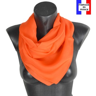 Carré en soie 88cm orange made in France