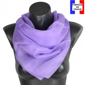 Carré en soie 88cm mauve made in France