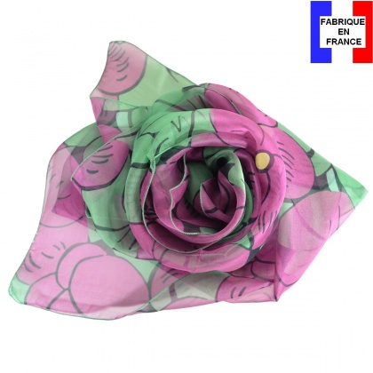Echarpe en soie Dufy – Grosses Fleurs vs vert