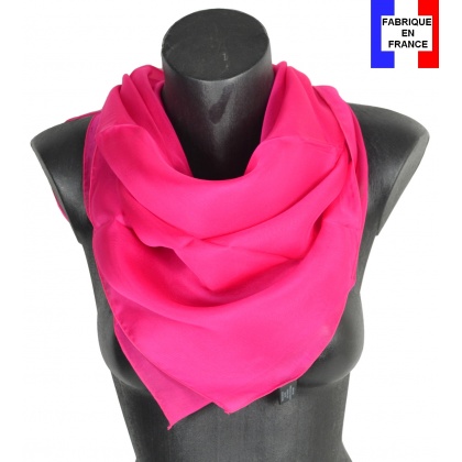 Carré en soie 88cm fuchsia made in France