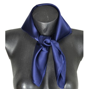 Petit carré en soie bleu marine - qualité sup