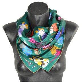 Foulard carré portraits chats