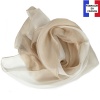 Foulard en soie bi-bandes, beige made in France
