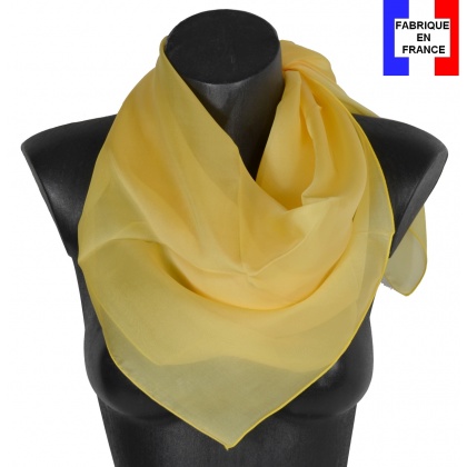 Carré en soie 88cm jaune made in France