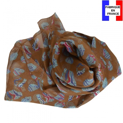 Foulard soie Empreintes marron