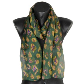 Foulard soie Empreintes vert made in France