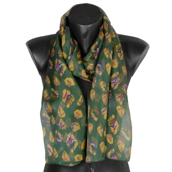 Foulard soie Empreintes vert made in France