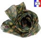 Foulard soie Empreintes vert made in France