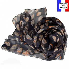 Foulard soie Empreintes noir made in France