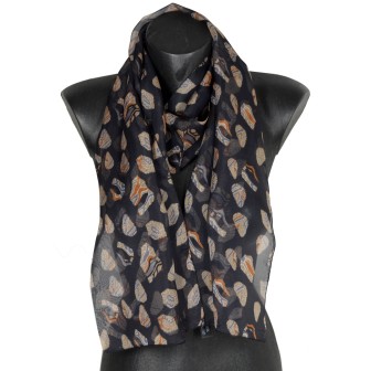 Foulard soie Empreintes noir made in France
