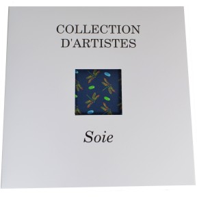 Echarpe homme en soie Tiffany – Dragon fly bleu